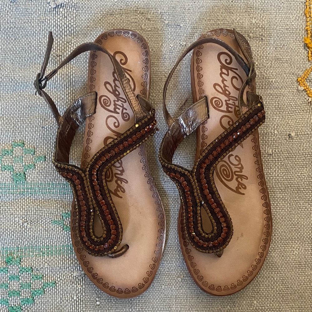 Naughty Monkey Brown/Bronze Sparkle Sandals sz 9